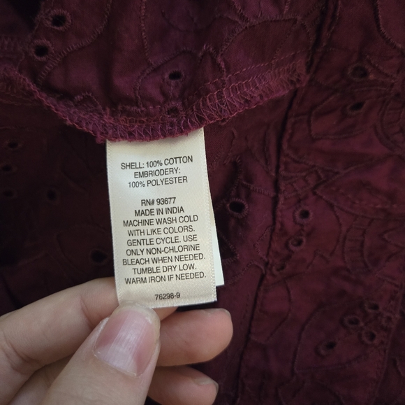 Liz Claiborne 100% Cotton Sleeveless Purple Eyelet Button Front Dress Size Large - Picture 5 of 5